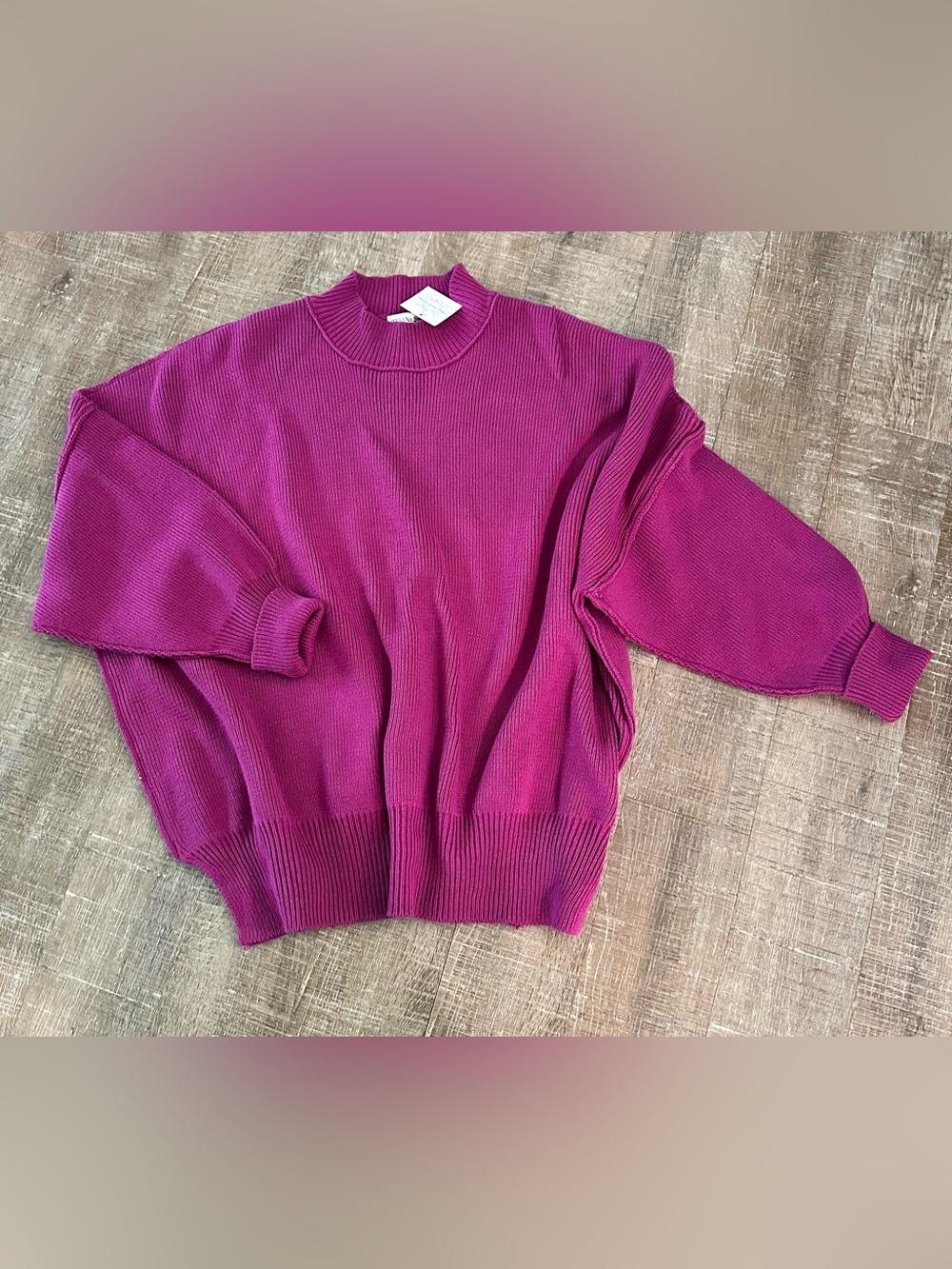 Zenana Outfitters Fuchsia Ribbed Mock Neck Sweater